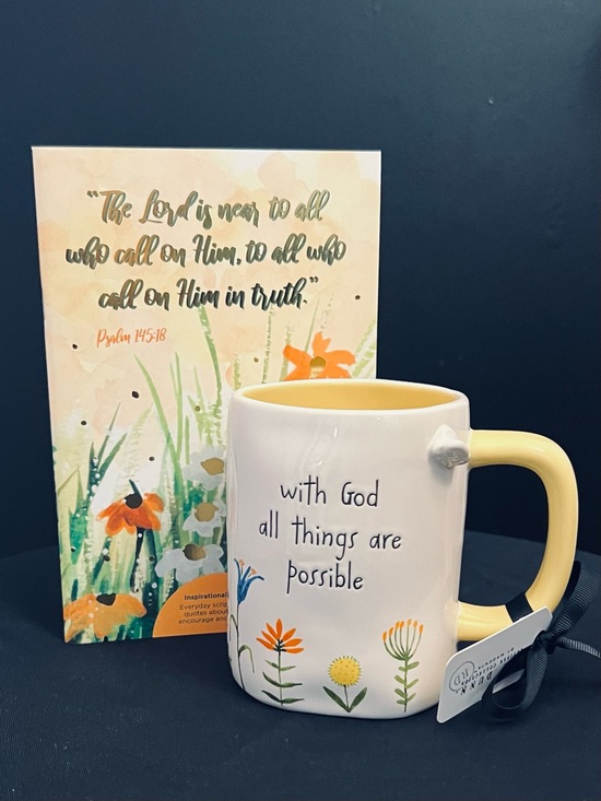 Rae dunn Other - Inspirational Floral Mug - Yellow Interior & Handle